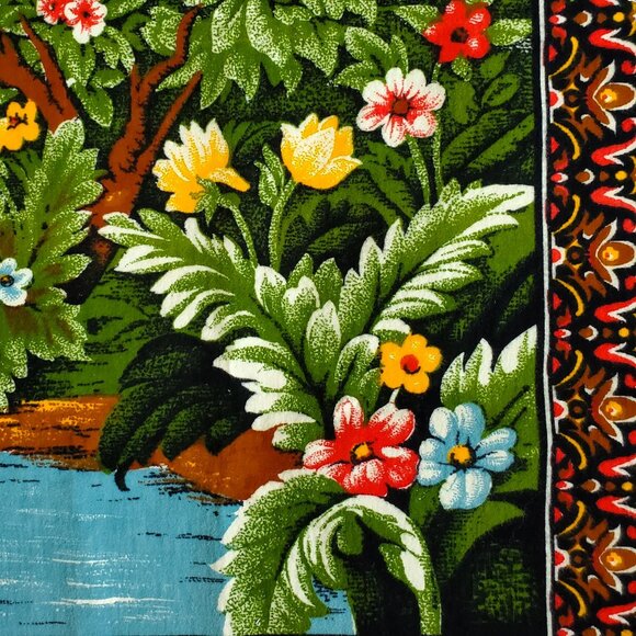 Vintage Velvet Woven Wall Tapestry Dog Bird Hunting Wildlife Man Cave 56" x 38" - Picture 6 of 8